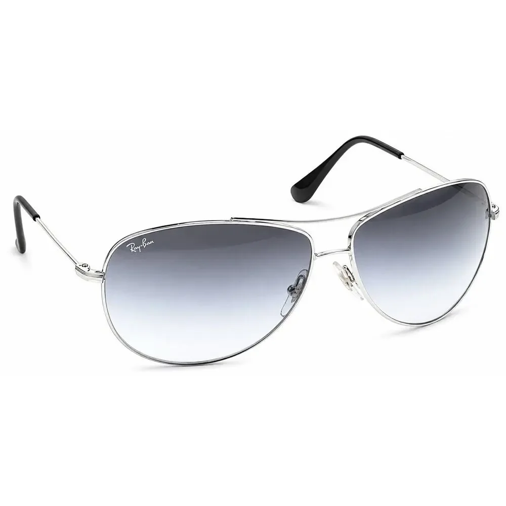 RAY-BAN Aviator Sunglasses Silver Frame Men/Women Gradient Grey Lens With Case
